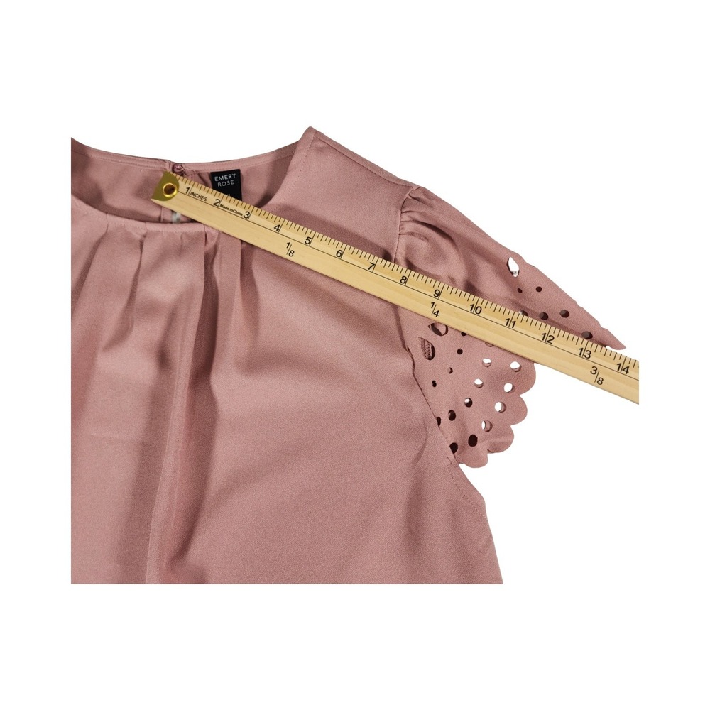 EMERY ROSE Mauve Pink Cutout Sleeve‎ Pleated Neckline Top Plus Size 1X - Picture 7 of 8